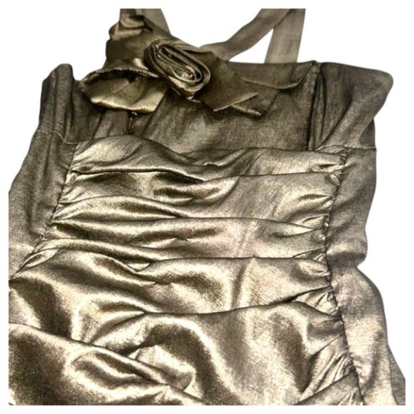 Jessica McClintock Metallic Ruched Designer Party Cocktail Mini Dress NYE 4 - Picture 4 of 11